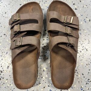 Annalee Brown Suede Double-Strap Sandal